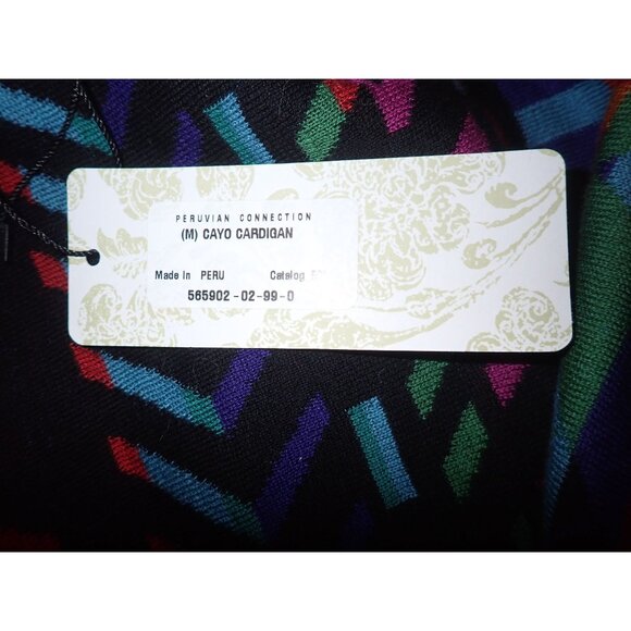 Peruvian Connection Women M Open Cardigan Cayo Multi Colored short Sleeve NEW - Picture 7 of 7